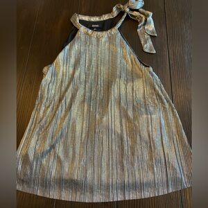 28TH AND PARK Women’s Tier Tie Neck Halter Top, Silver, Size Small